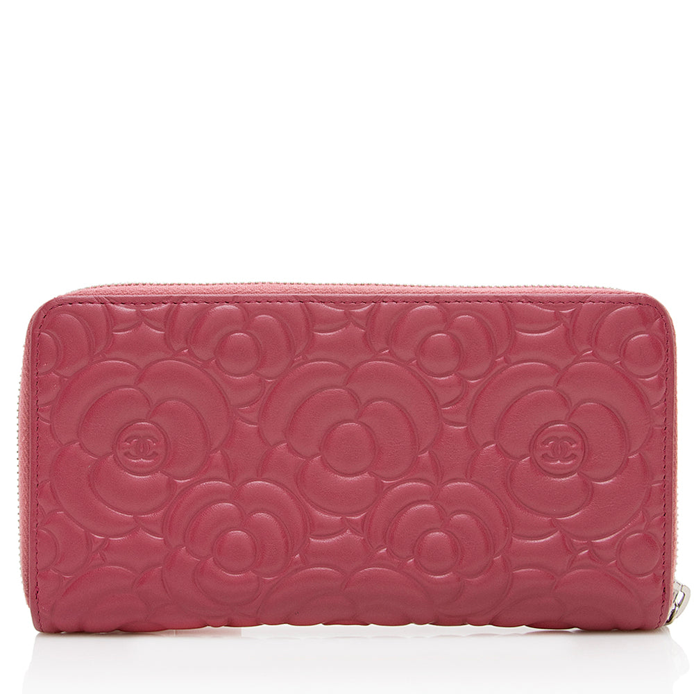 Chanel Lambskin Camellia Zip Wallet (SHF-15991)