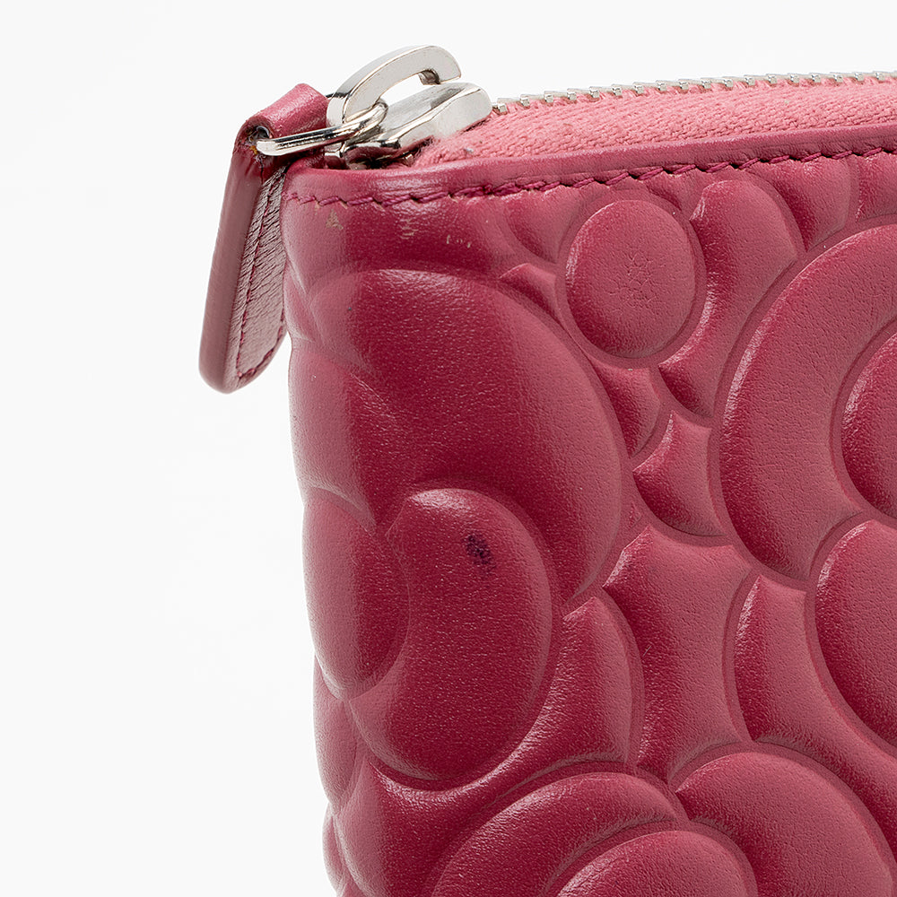 Chanel Lambskin Camellia Zip Wallet (SHF-15991)