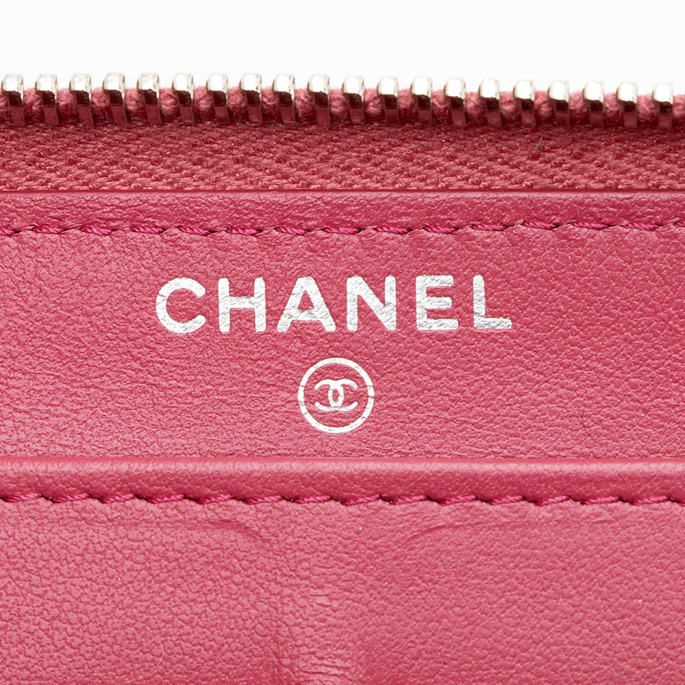 Chanel Lambskin Camellia Zip Wallet (SHF-15991)