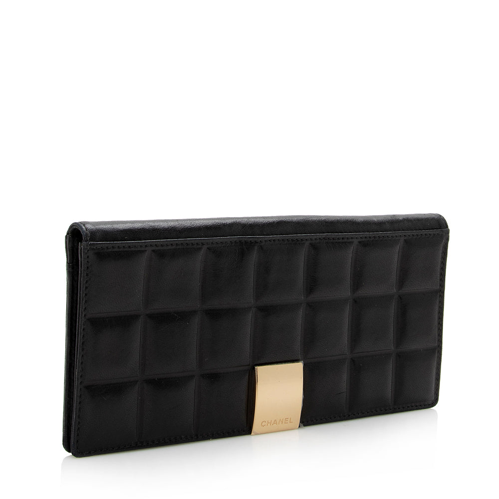 Chanel Lambskin Chocolate Bar Flap Wallet (SHF-15476)