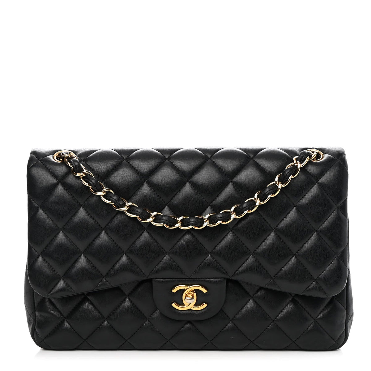 Chanel QUILTED LAMBSKIN DOUBLE FLAP JUMBO Bag
