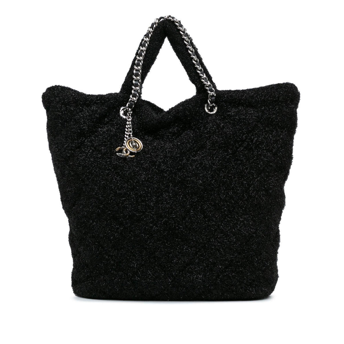 Chanel Large Quilted Knit Pluto Glitter Satchel (SHG-6bdDWA)