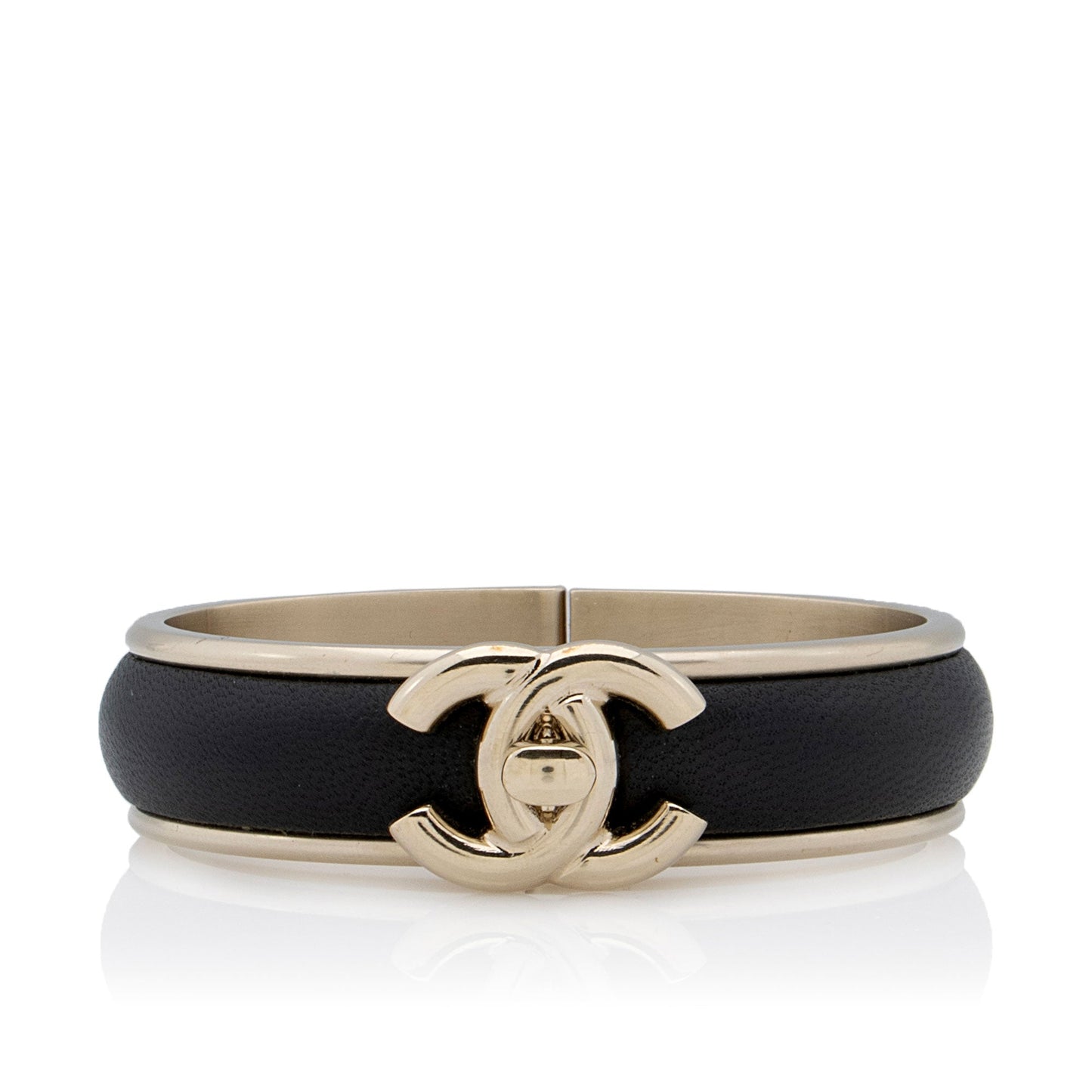 Chanel Leather CC Turnlock Narrow Cuff Bracelet