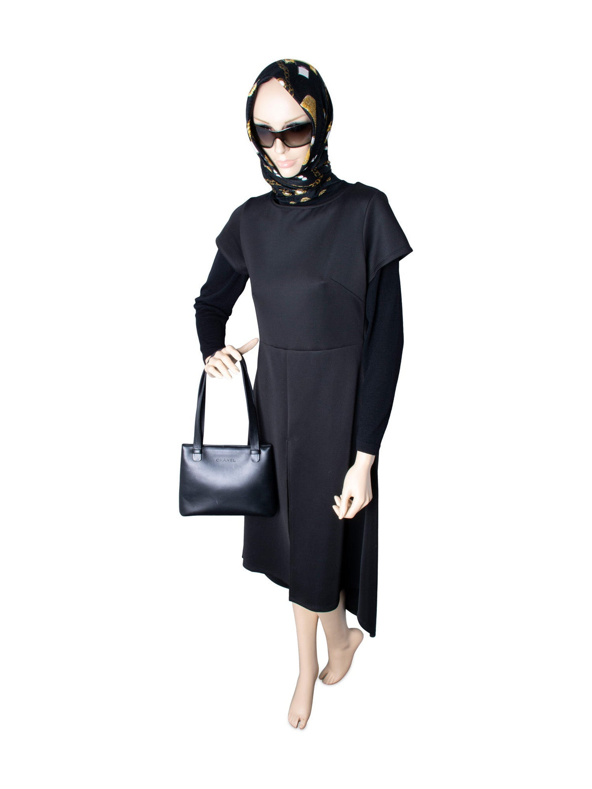 Chanel Leather Logo Petite Shopper Bag Black
