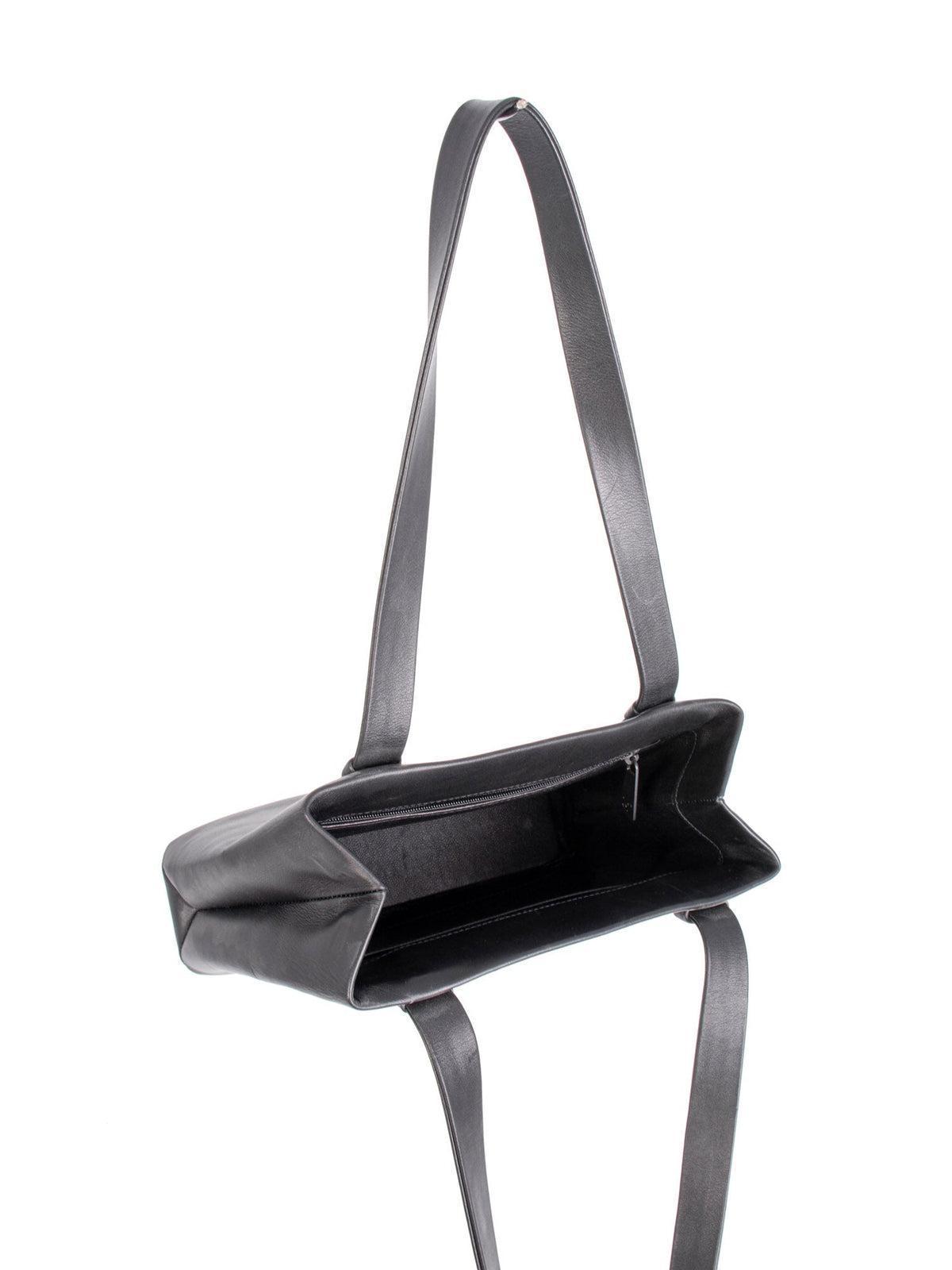 Chanel Leather Logo Petite Shopper Bag Black
