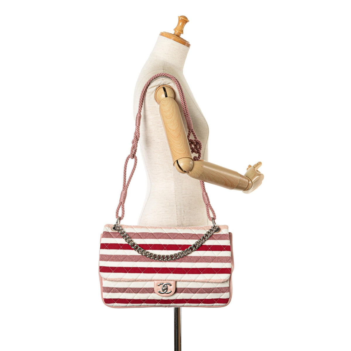Chanel Maxi Stripe Jersey Felt and Rope Flap (SHG-MIYA5f)