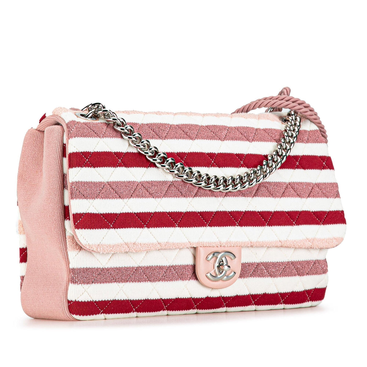 Chanel Maxi Stripe Jersey Felt and Rope Flap (SHG-MIYA5f)