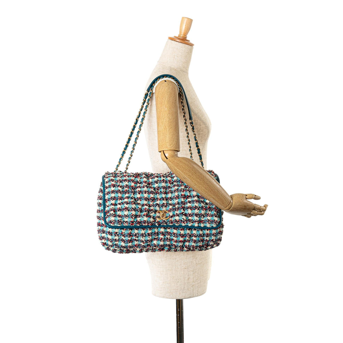Chanel Maxi Tweed Chesterfield Single Flap (SHG-QGGPCL)