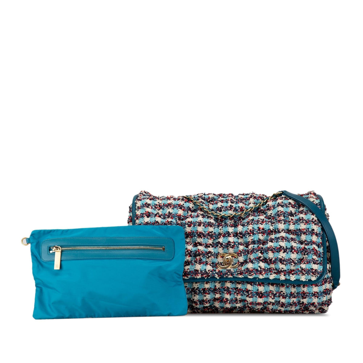 Chanel Maxi Tweed Chesterfield Single Flap (SHG-QGGPCL)