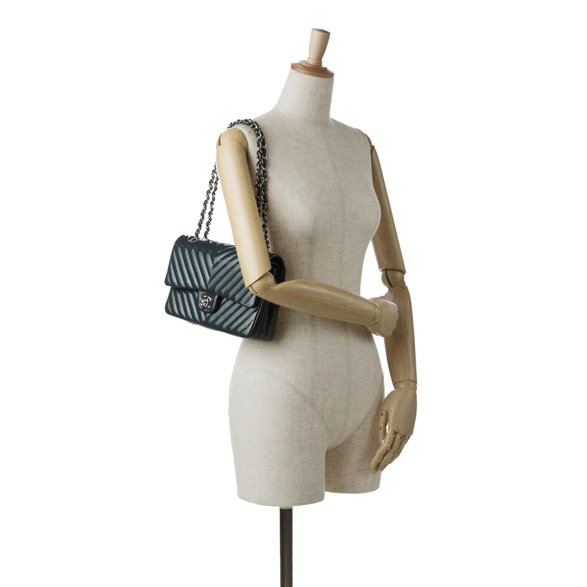 Chanel Medium Chevron Patent Double Flap