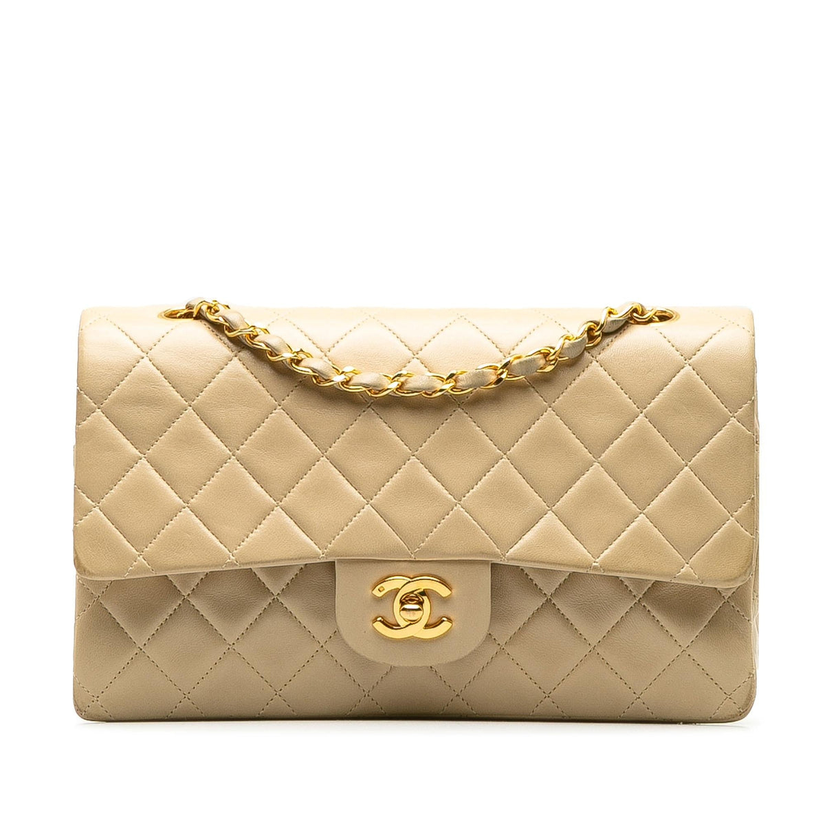 Chanel Medium Classic Lambskin Double Flap (SHG-fJM1Y8)