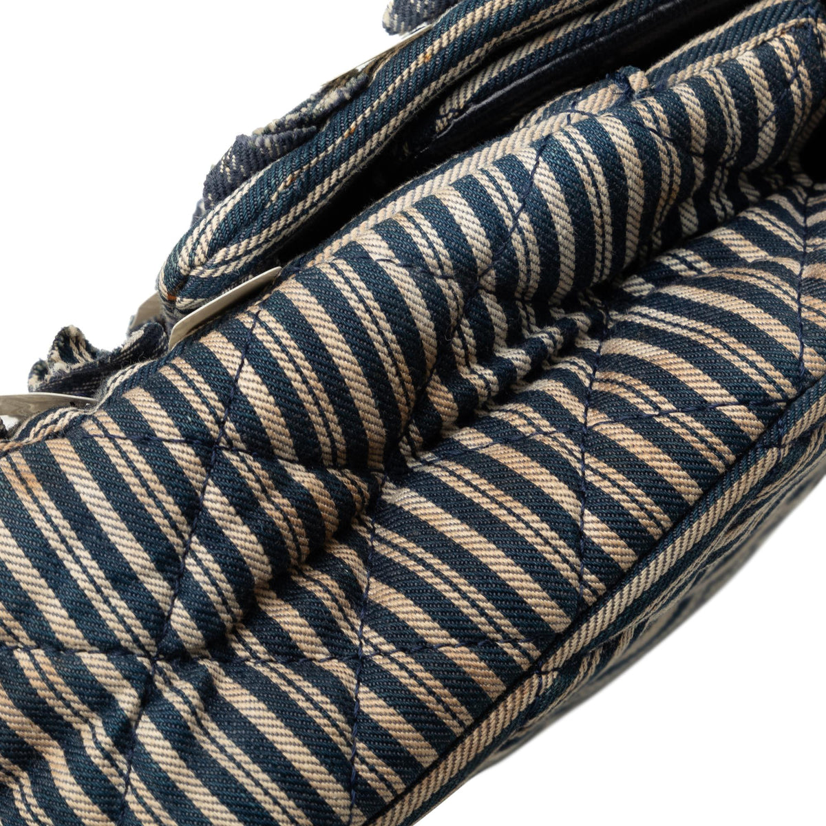 Chanel Medium Cotton Striped Double Flap (SHG-TDyWsX)