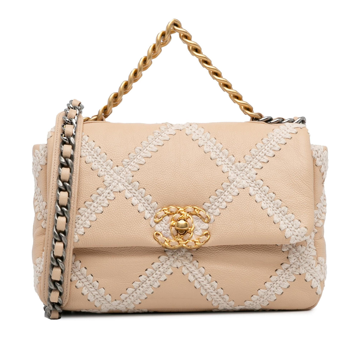 Chanel Medium Crochet and Calfskin 19 Flap Bag (SHG-5tvBOl)