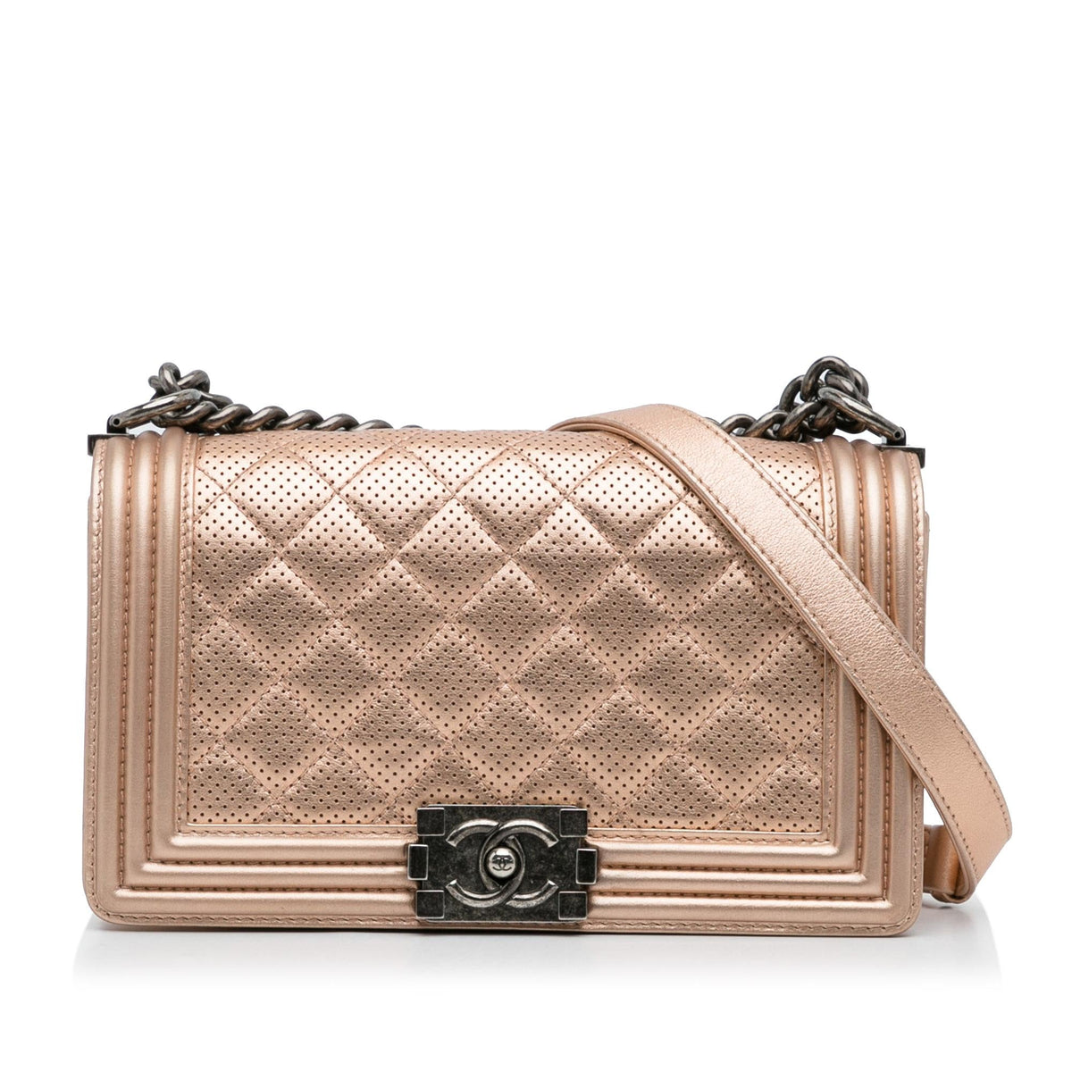 Chanel Medium Perforated Lambskin Boy Flap (SHG-Fd6Dnd)