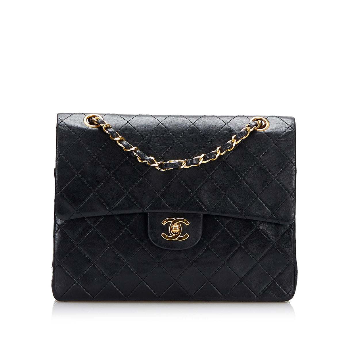 Chanel Medium Tall Classic Lambskin Double Flap (SHG-aagHOq)
