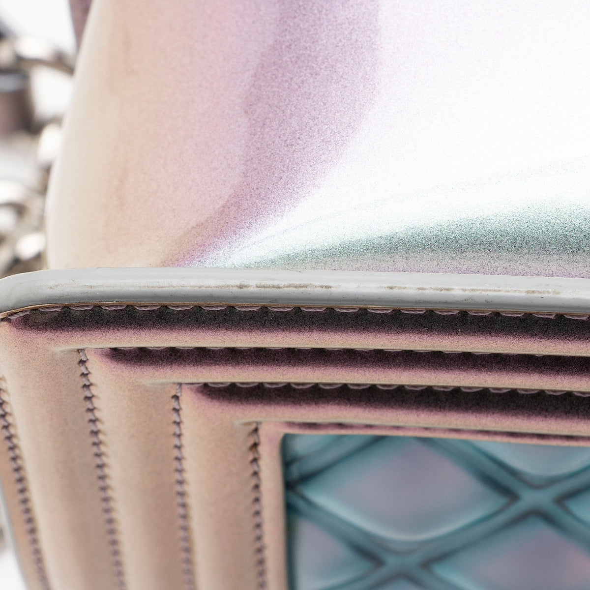 Chanel Metallic Lambskin PVC Small Boy Bag (SHF-tZdMaC)