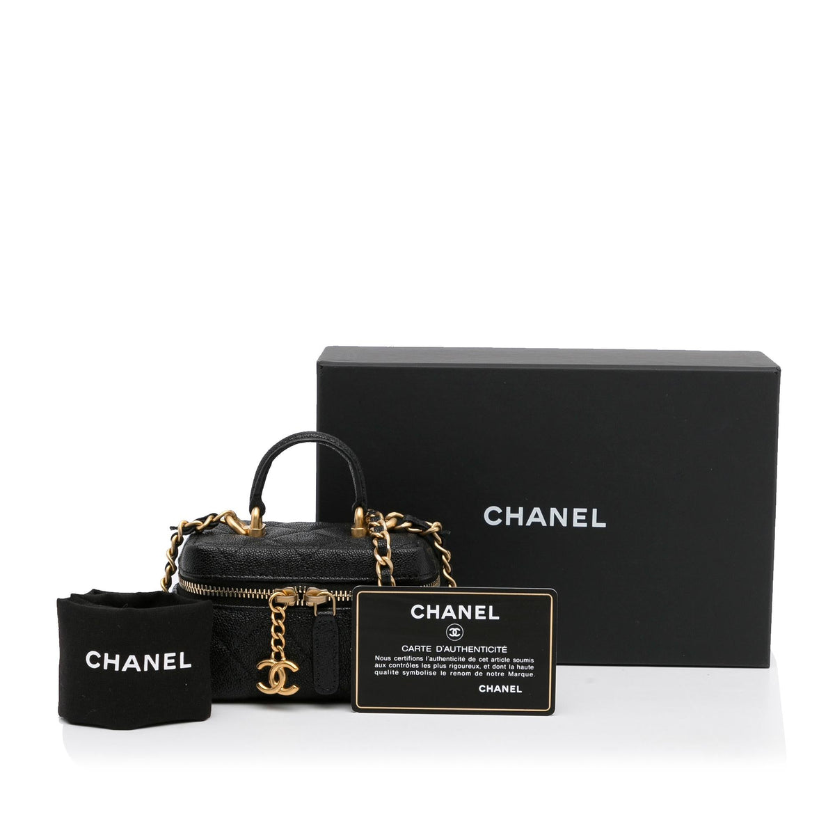 Chanel Micro Caviar Vanity Case with Chain (SHG-HLIw6X)