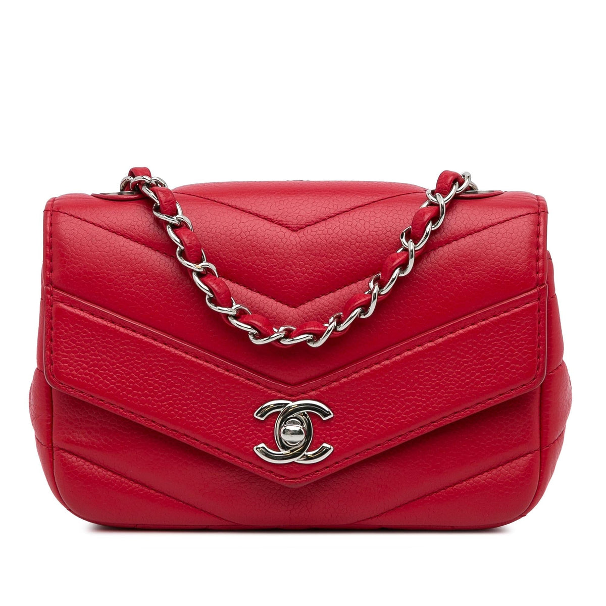 Chanel Mini Caviar Chevron Data Center Envelope Flap Bag (SHG-xIRjR6)