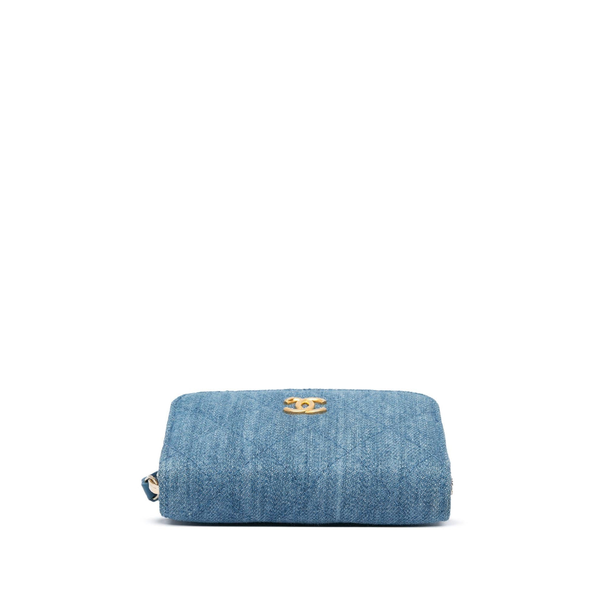 Chanel Mini Denim Pearl Crush Card Holder On Chain (SHG-clDWDq)