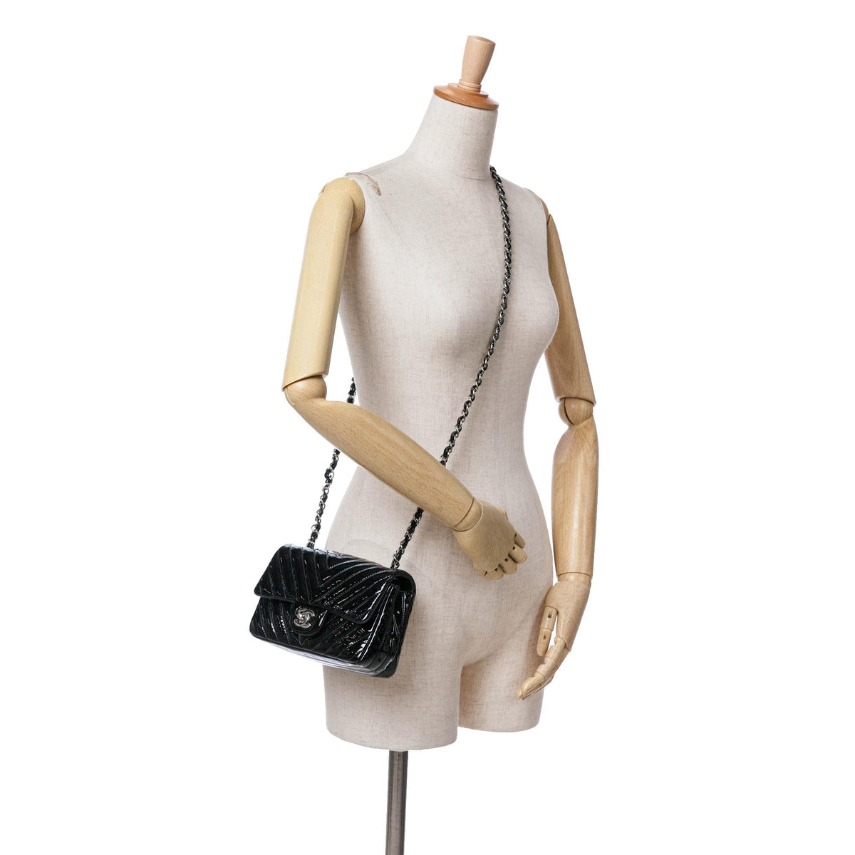 Chanel Mini Rectangular Classic Chevron Patent Single Flap (SHG-XJ1NoR)