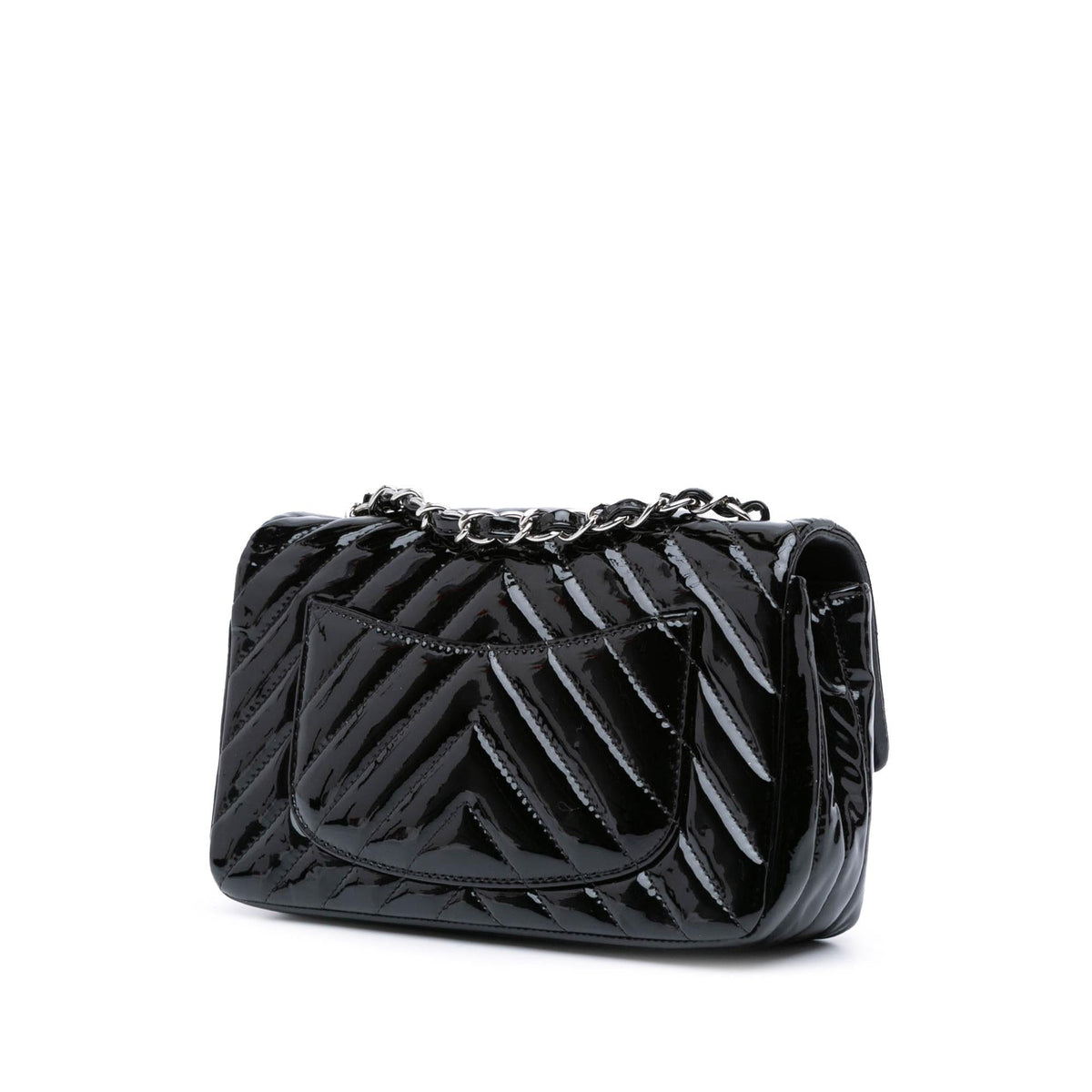 Chanel Mini Rectangular Classic Chevron Patent Single Flap (SHG-XJ1NoR)