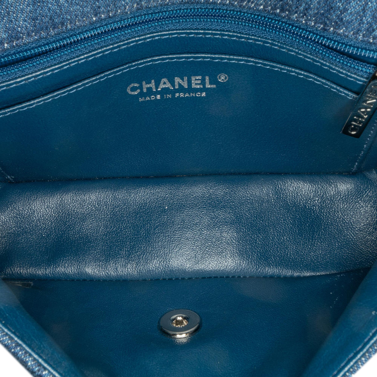 Chanel Mini Rectangular Classic Denim Tweed Framed Single Flap (SHG-CEpiud)