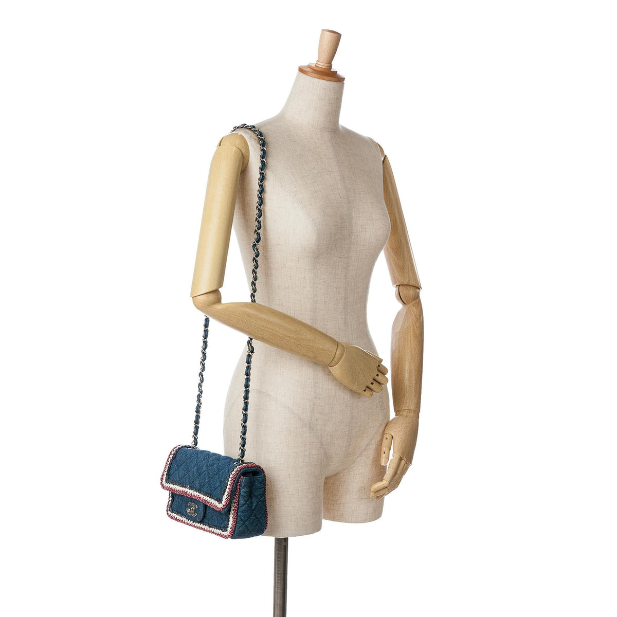 Chanel Mini Rectangular Classic Denim Tweed Framed Single Flap (SHG-CEpiud)