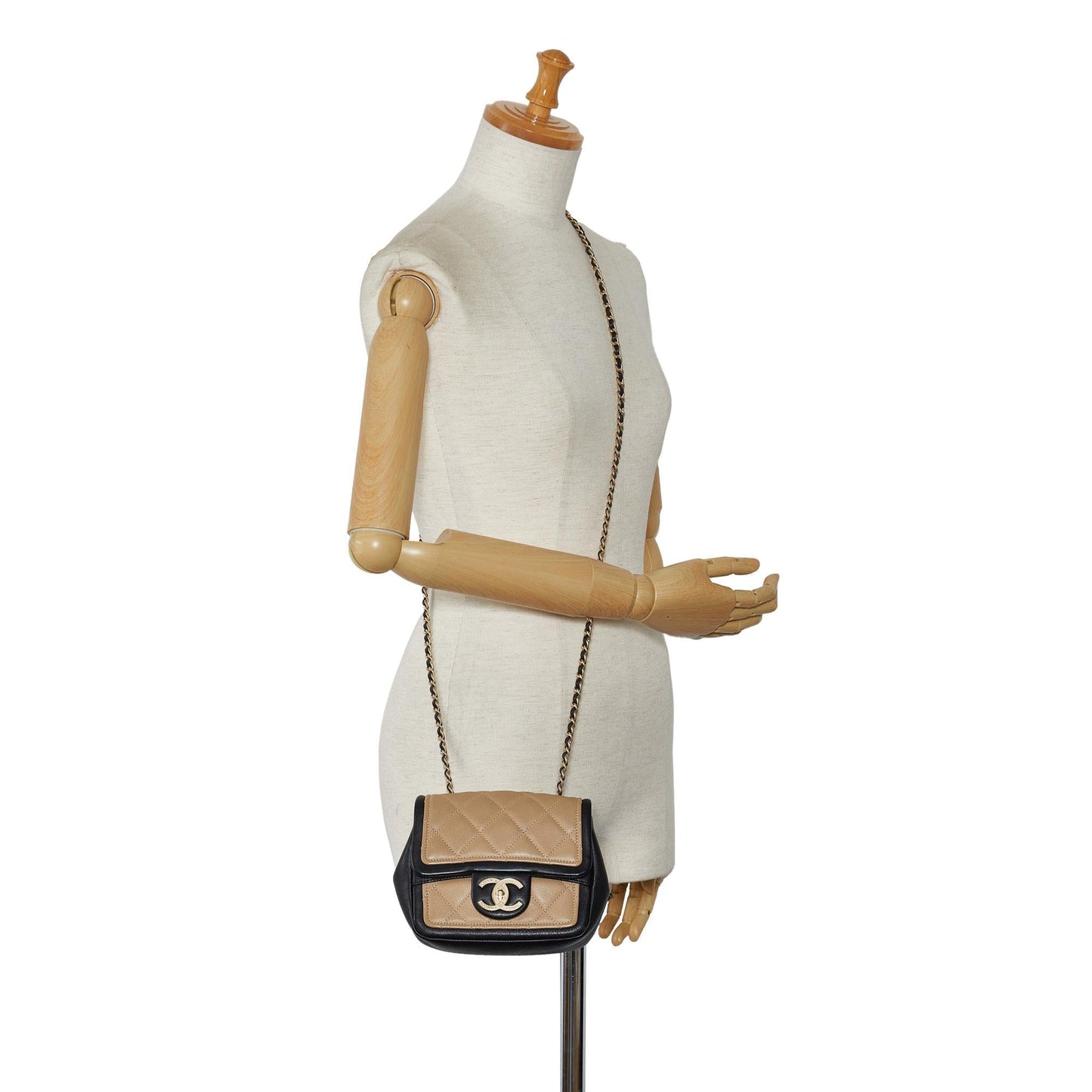 Chanel Mini Square Calfskin Graphic Flap Crossbody Bag (SHG-ohBUDA)