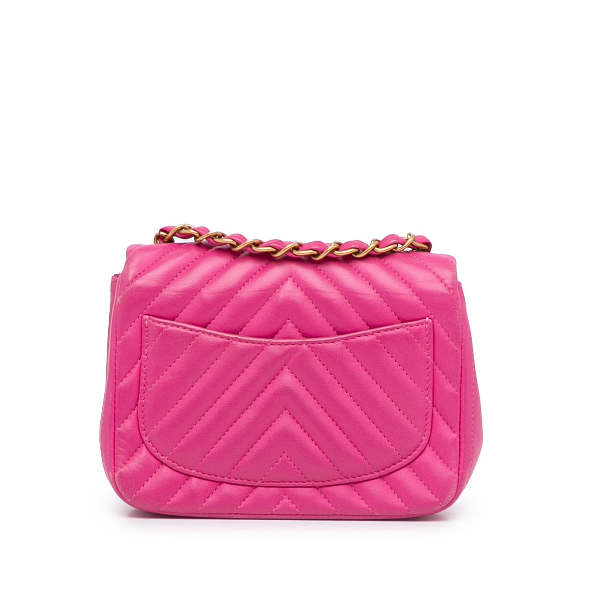 Chanel Mini Square Classic Chevron Lambskin Flap (SHG-Mse1pE)