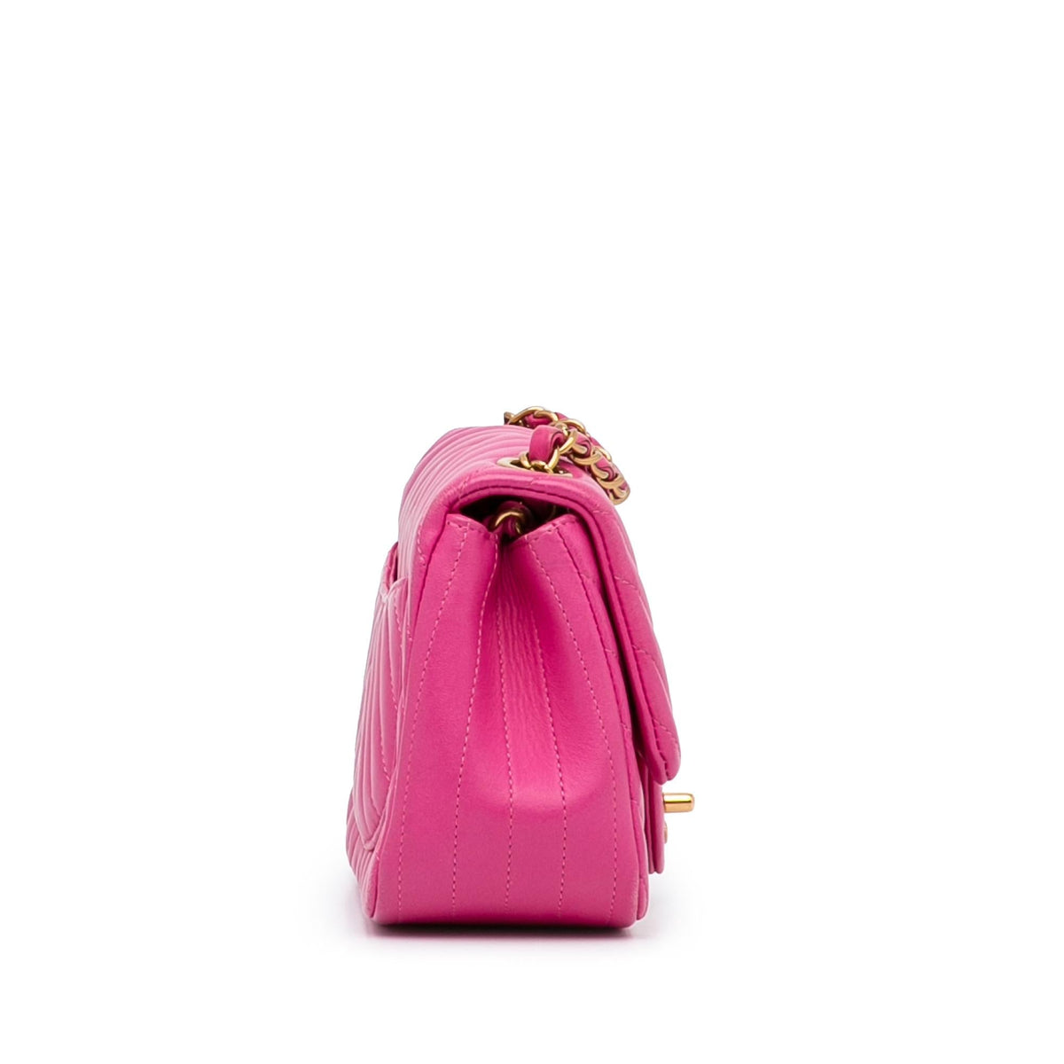 Chanel Mini Square Classic Chevron Lambskin Flap (SHG-Mse1pE)