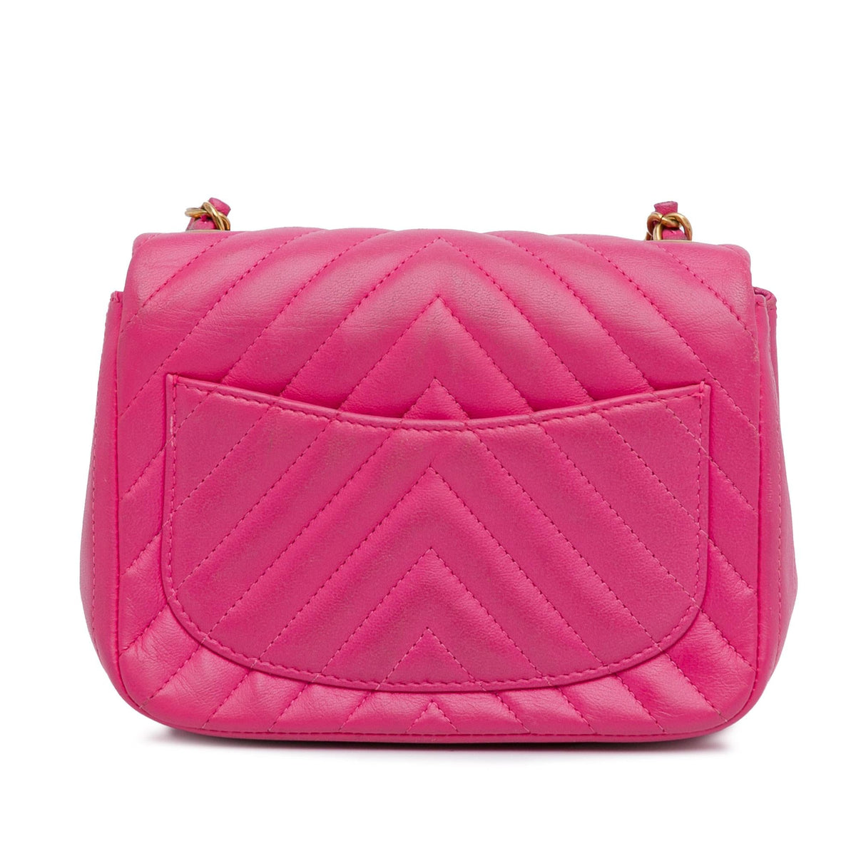 Chanel Mini Square Classic Chevron Lambskin Flap (SHG-8wGObb)