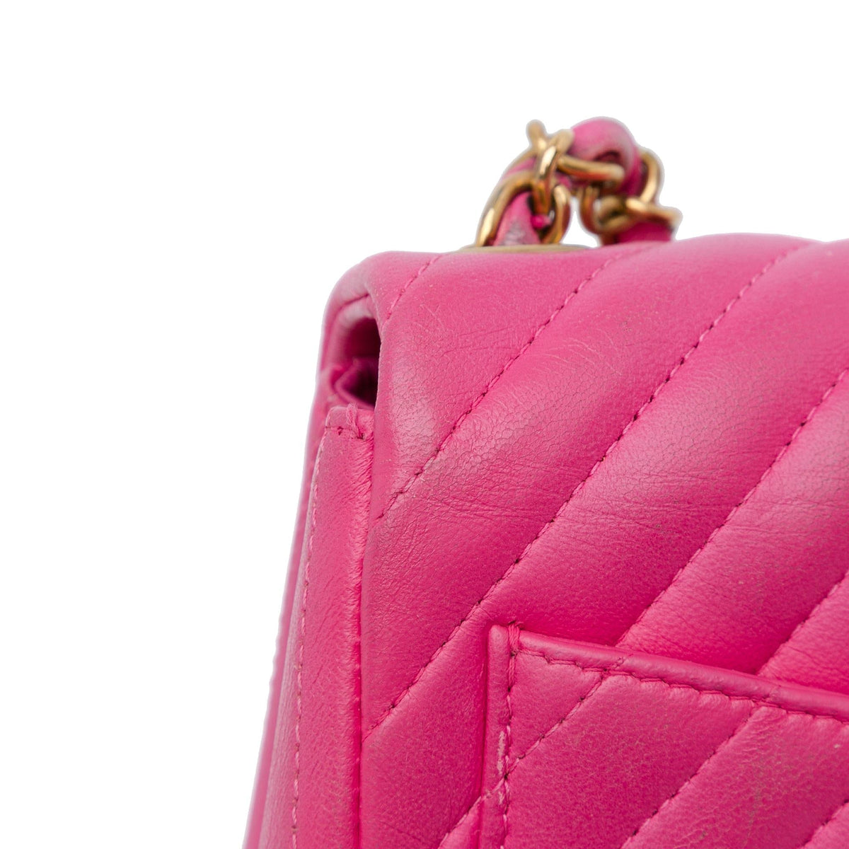 Chanel Mini Square Classic Chevron Lambskin Flap (SHG-8wGObb)