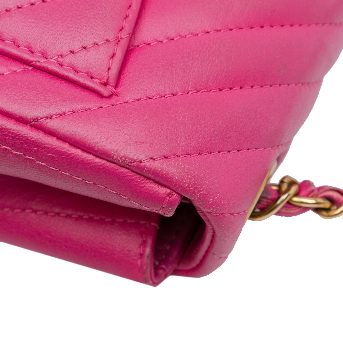 Chanel Mini Square Classic Chevron Lambskin Flap (SHG-8wGObb)