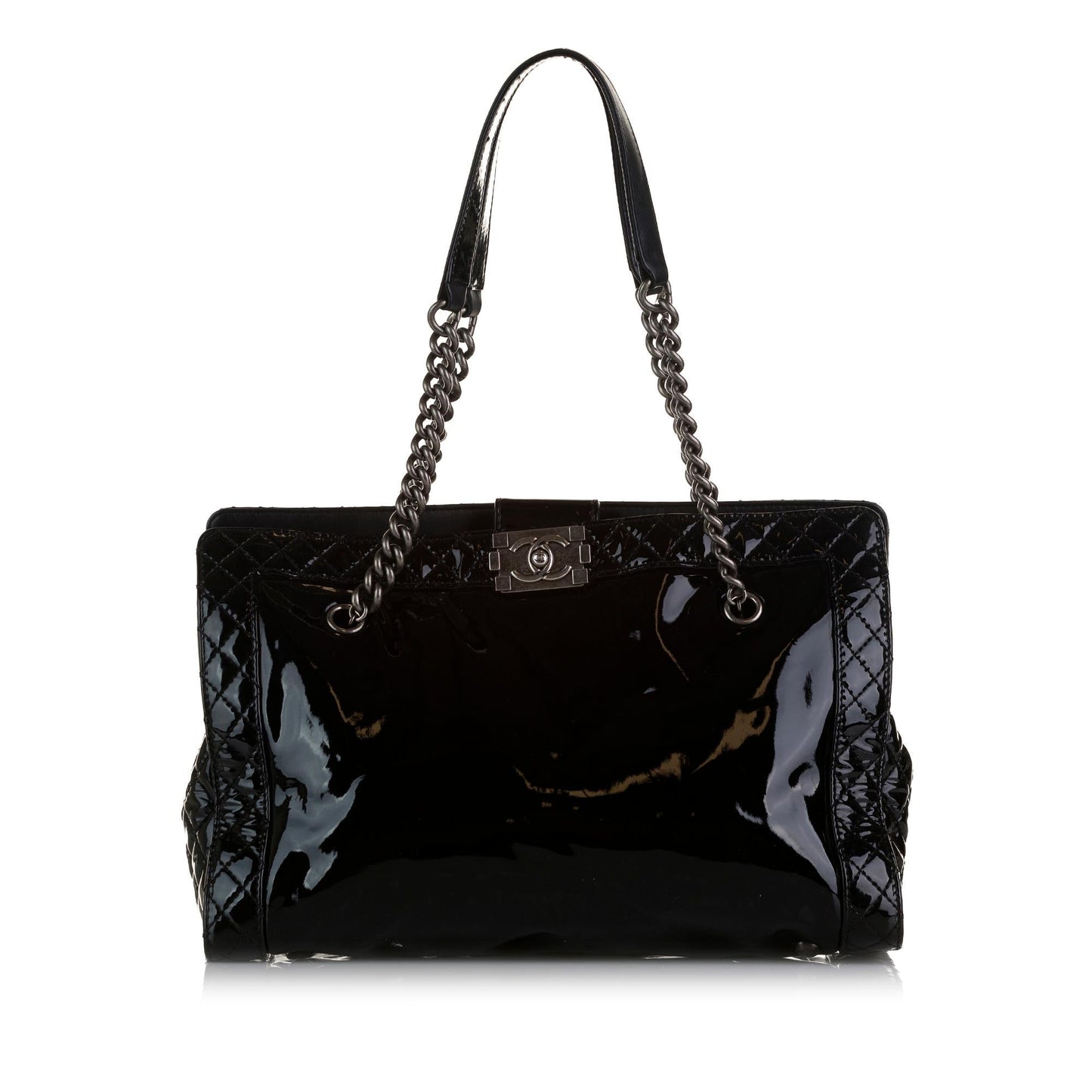 Chanel Patent Boy Reverso Shopping Tote (SHG-DFtGpZ)