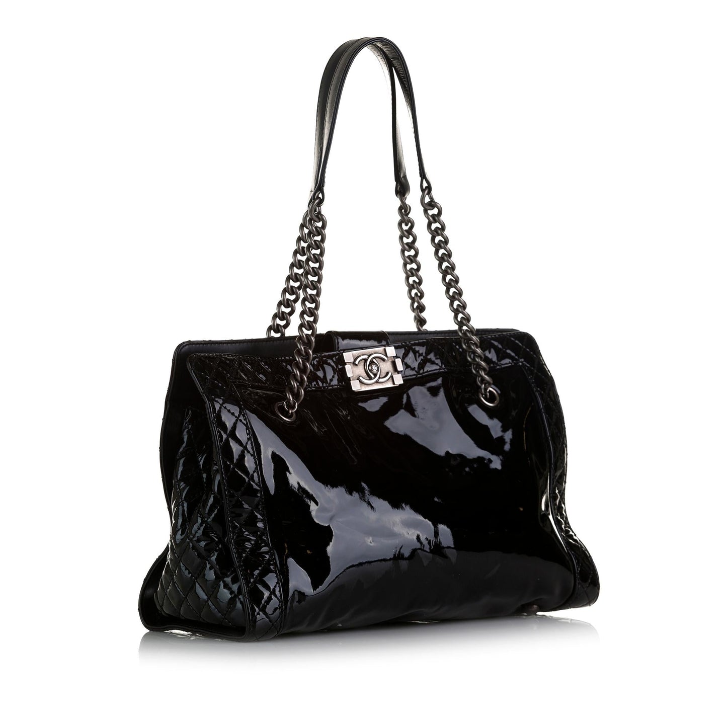 Chanel Patent Boy Reverso Shopping Tote (SHG-DFtGpZ)