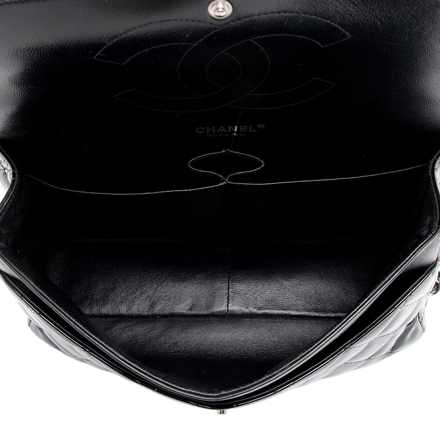Chanel Patent Leather Classic Jumbo Double Flap Bag (SHF-zuaFhW)