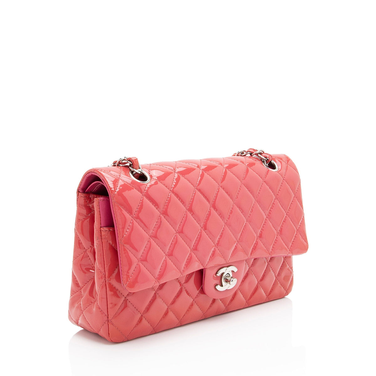 Chanel Patent Leather Classic Medium Double Flap Bag (SHF-4dhv1Q)