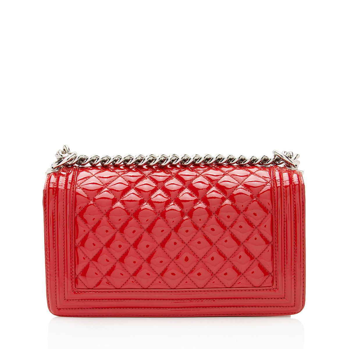 Chanel Patent Leather Plexiglass Old Medium Boy Bag (SHF-ysM1xr)