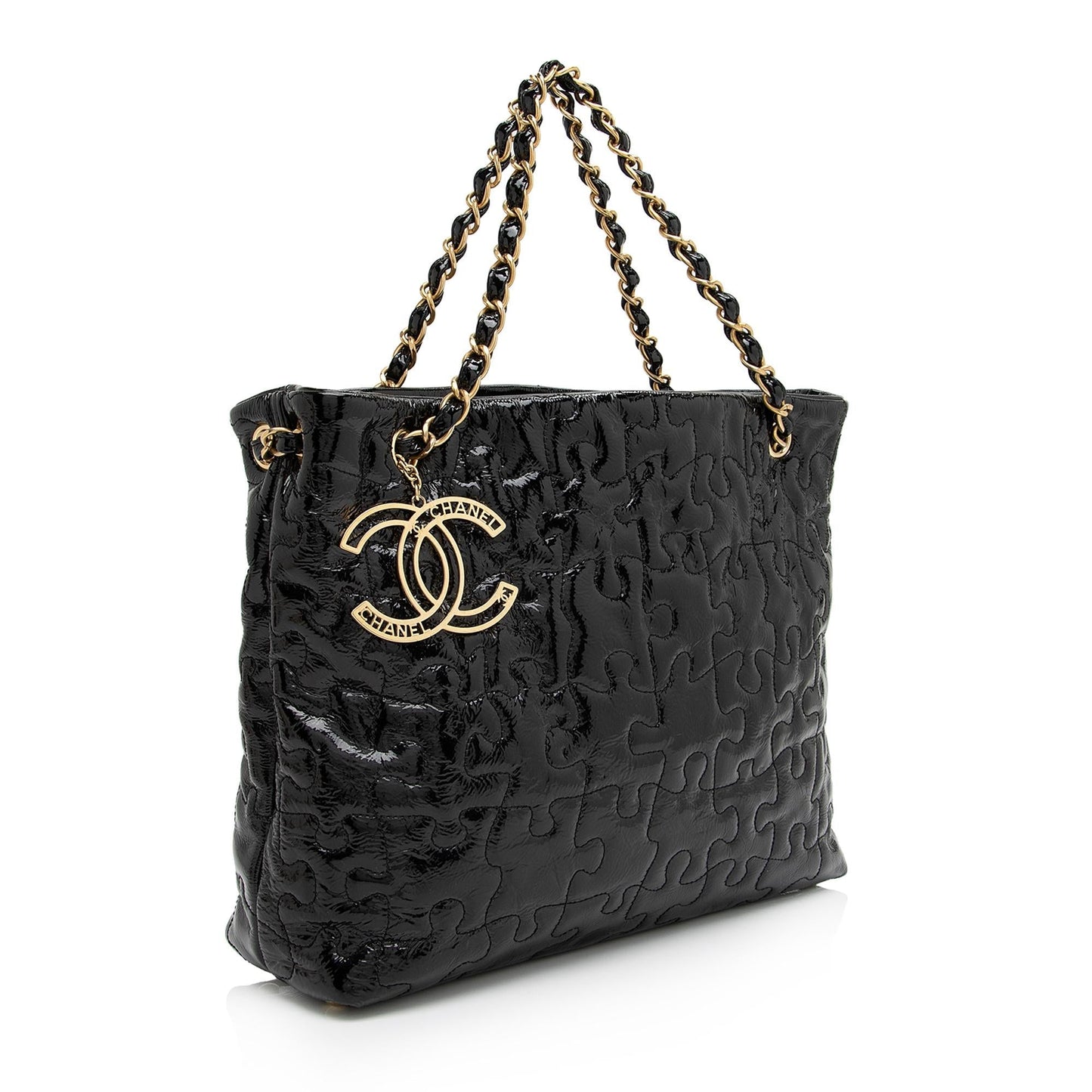 Chanel Patent Leather Puzzle Tote (SHF-uPxGaG)