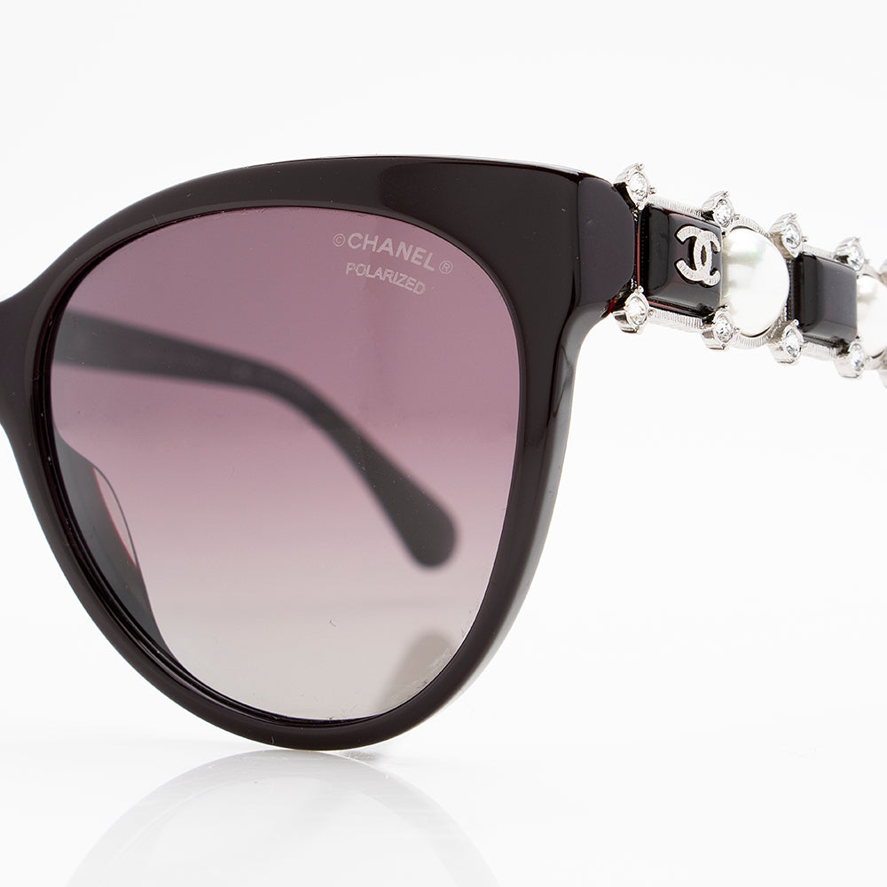 Chanel Polarized Pearl Bijou Cat-Eye Sunglasses (SHF-18745)