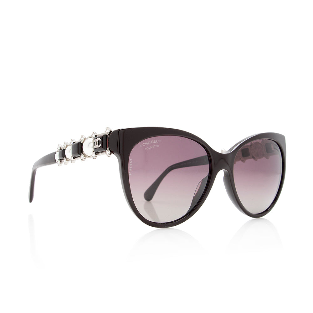 Chanel Polarized Pearl Bijou Cat-Eye Sunglasses (SHF-18745)