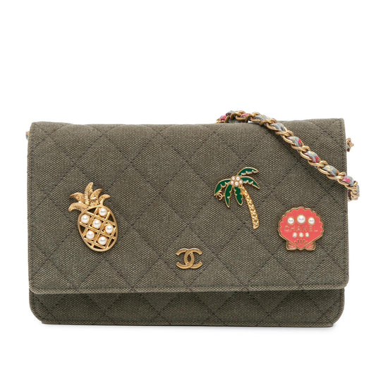 Chanel Quilted Canvas Coco Cuba Charms Wallet On Chain (SHG-hMCcfO)