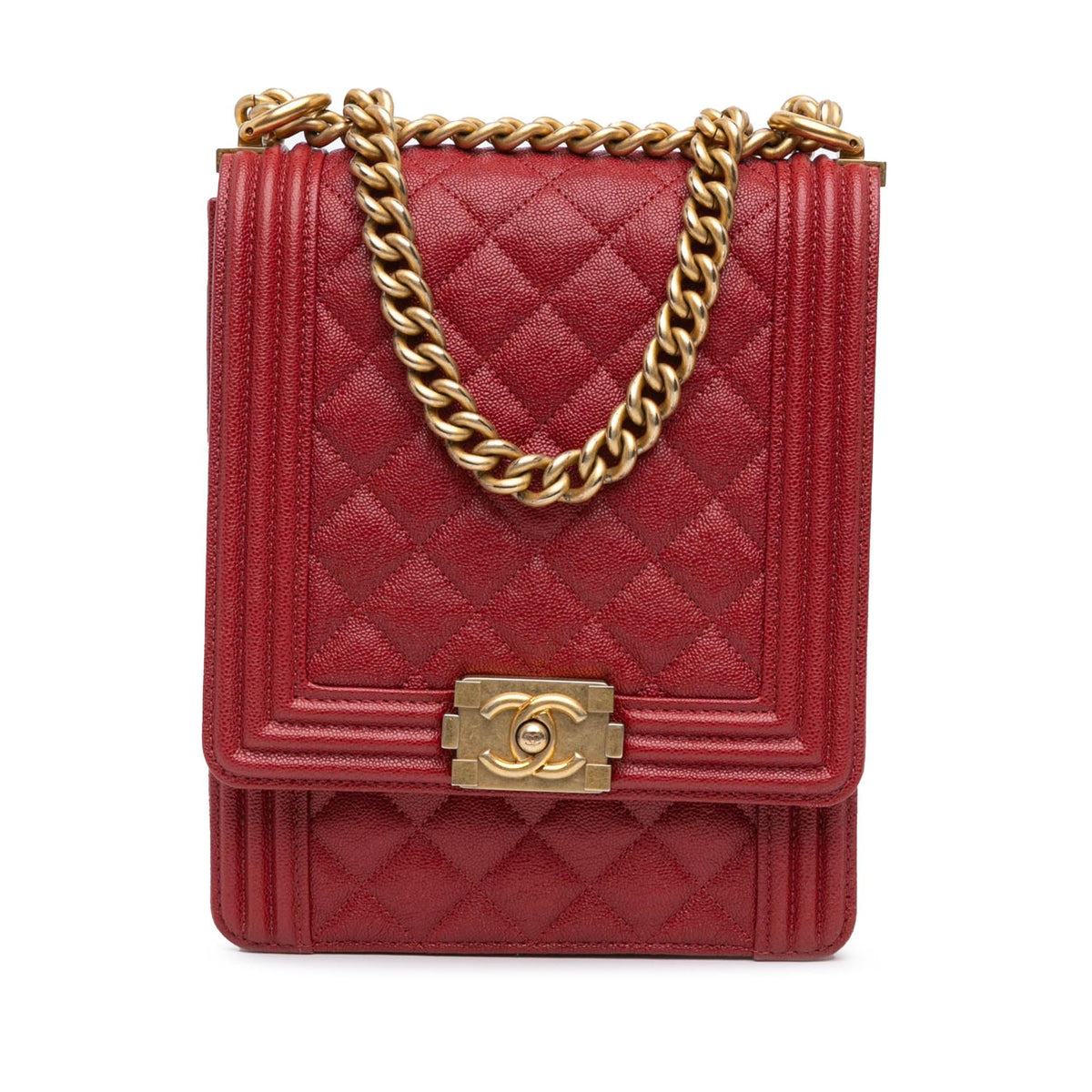 Chanel Quilted Caviar North South Boy Flap (SHG-1qCEuO)