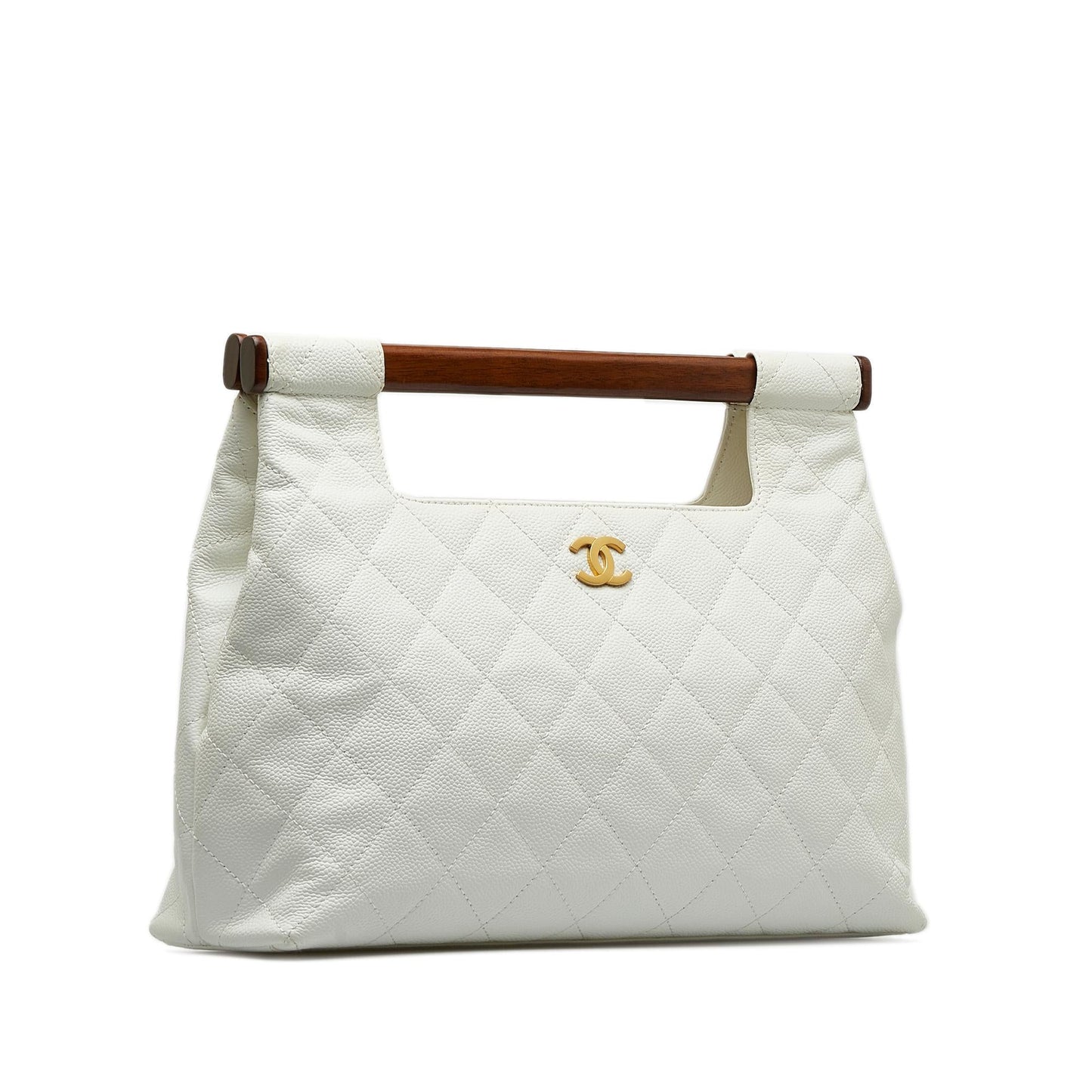 Chanel Quilted Caviar Wood Handle Tote Bag (SHG-McC69J)