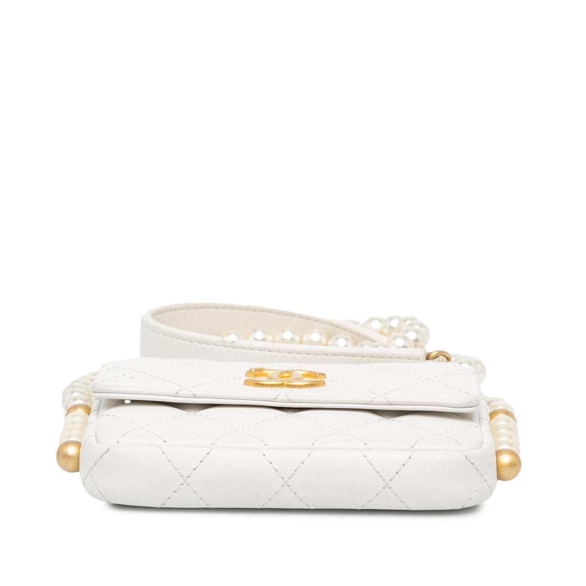 Chanel Quilted Lambskin About Pearls Card Holder On Chain (SHG-yBjq5O)