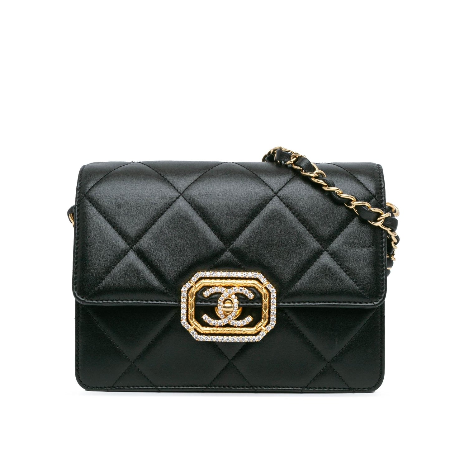 Chanel Quilted Lambskin Octagonal Buckle Crossbody (SHG-Wx3udA)