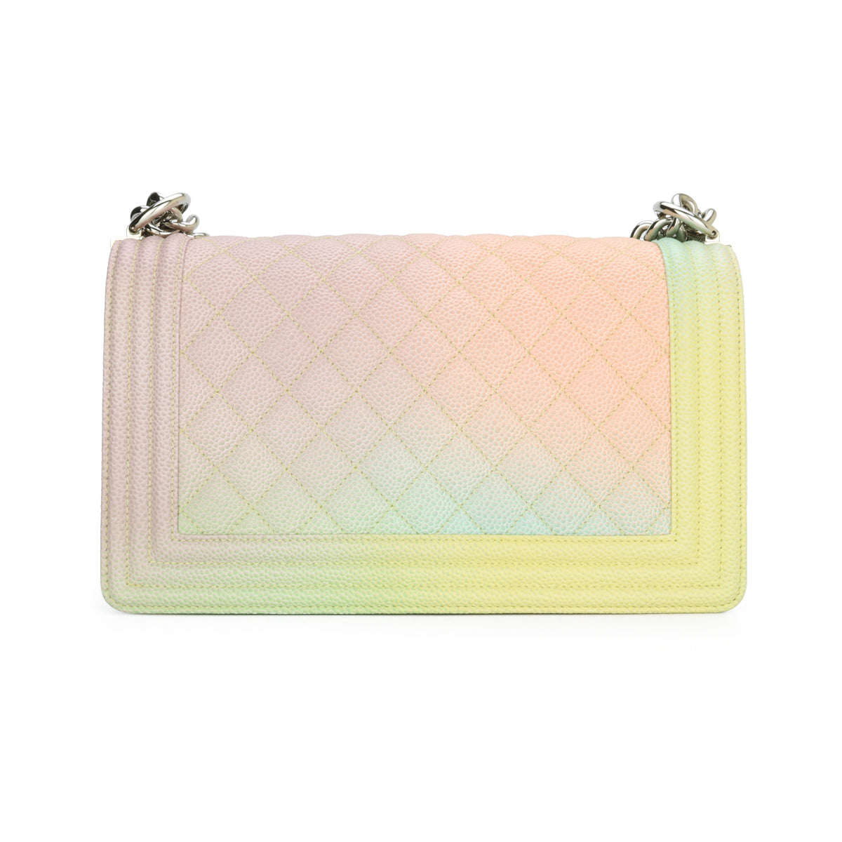 Top Quality Chanel Medium Boy Rainbow Caviar Shiny Silver Hardware 2018