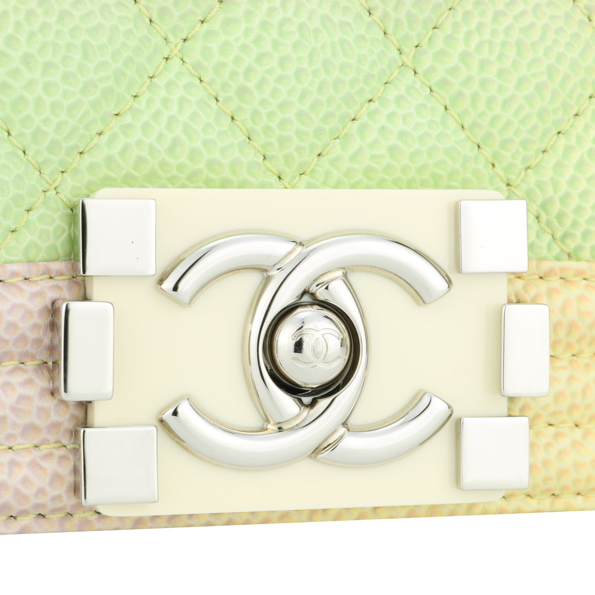 Top Quality Chanel Medium Boy Rainbow Caviar Shiny Silver Hardware 2018