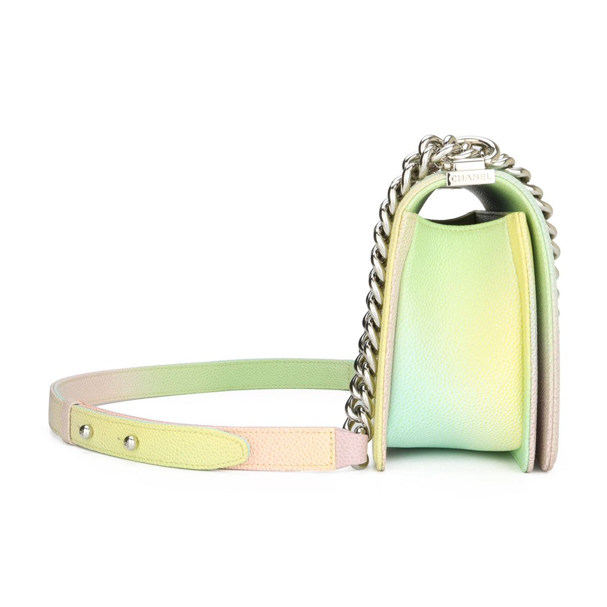 Top Quality Chanel Medium Boy Rainbow Caviar Shiny Silver Hardware 2018