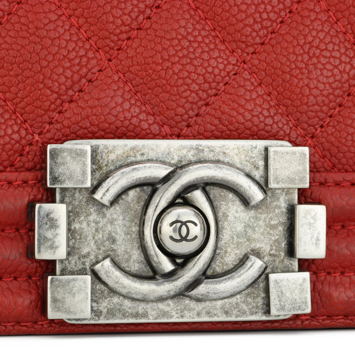Top Quality Chanel New Medium Boy Red Caviar Ruthenium Hardware 2016